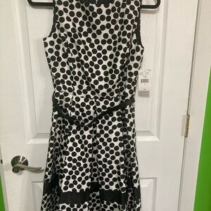 Danny & Nicole Black and White Polka Dot Midi Dress
